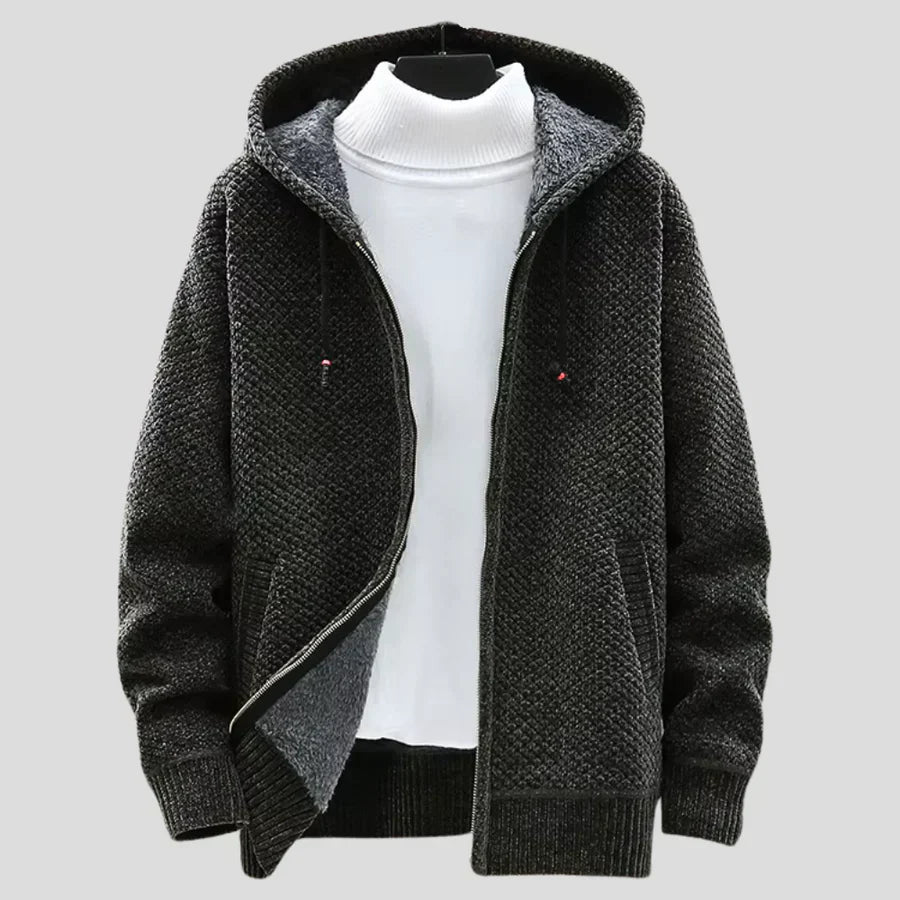Silas - Cardigan à capuchon texturé