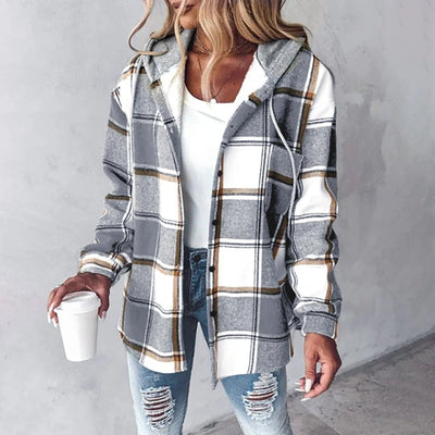 Zara - Veste à capuche en tissu écossais