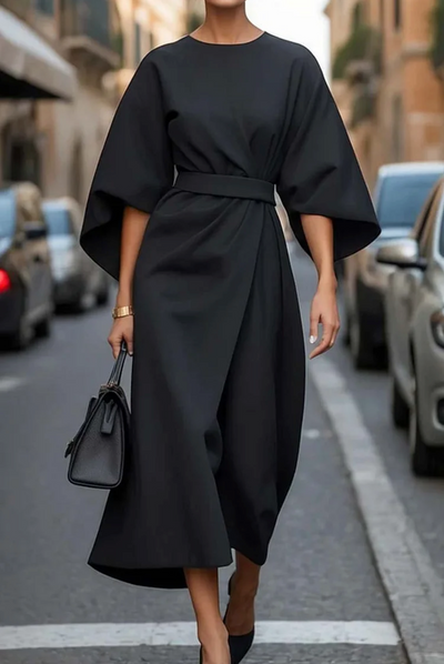 Sofia - robe élégante avec manches lanternes et ceinture