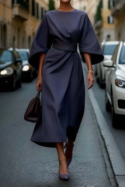 Sofia - robe élégante avec manches lanternes et ceinture