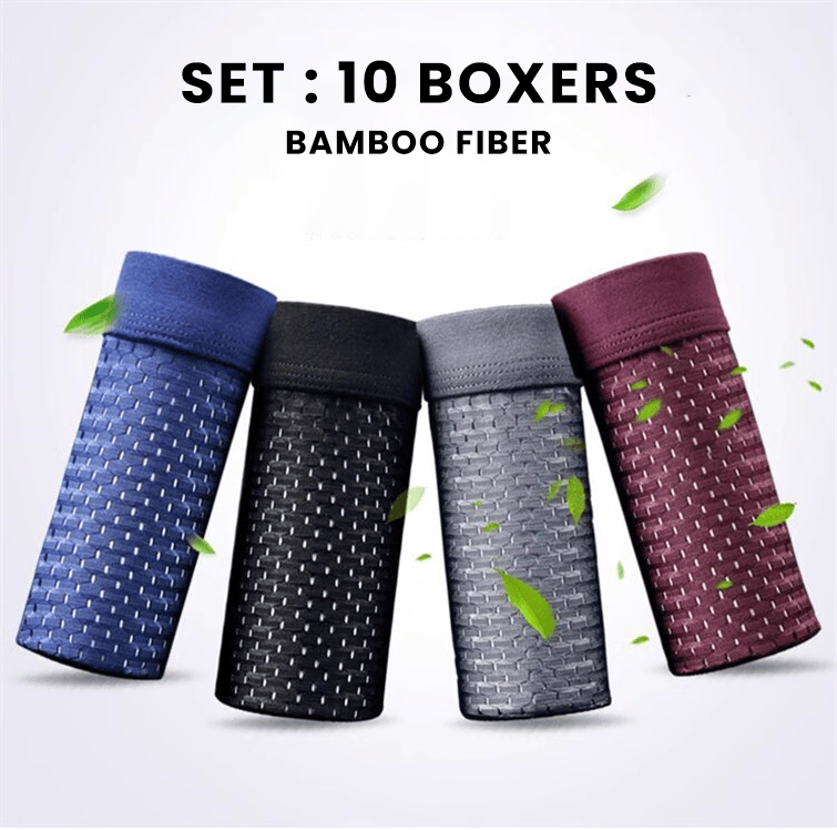 Ensemble de 10 caleçons en fibre de bambou BOXEO - Achetez-en 5 et obtenez-en 10 !